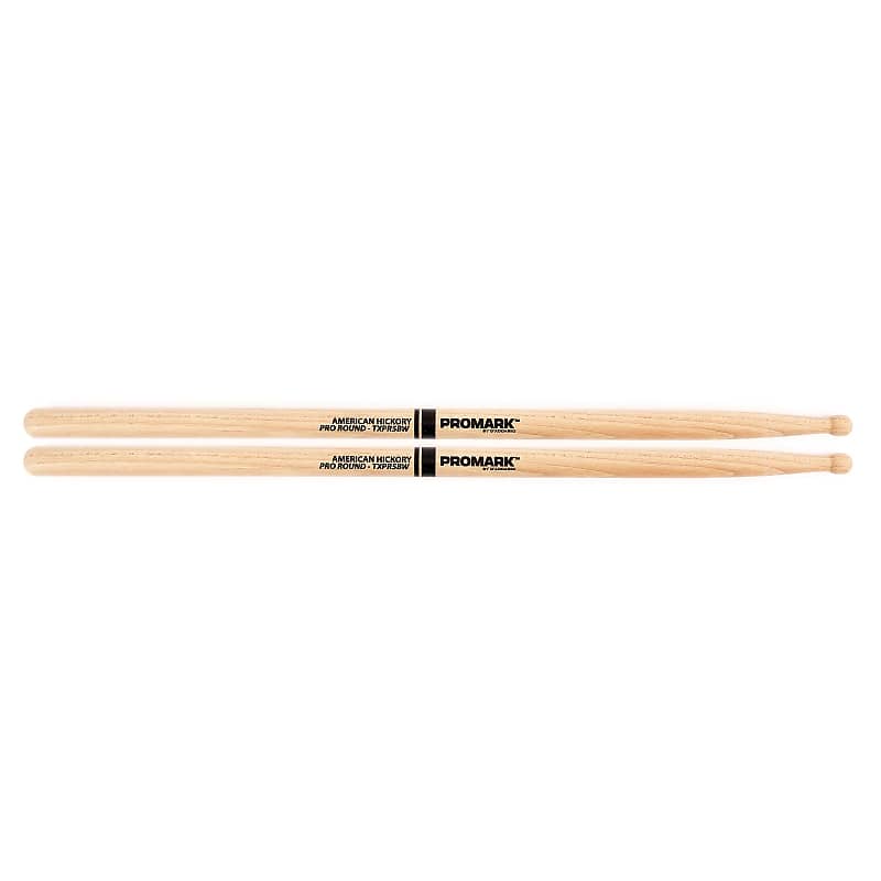 Pro-Mark TXPR5BW Hickory 5B "Pro-Round" Wood Tip Drum Sticks image 1