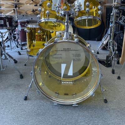 Zickos Late Model Yellow Acrylic Drum Set 22/16/12/10 - Rare image 1