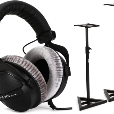 Beyerdynamic DT 770 Pro 250 ohm Closed-back Studio Mixing Headphones  Bundle with On-Stage Stands SMS6000-P Studio Monitor Stands image 1