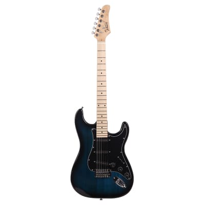 Glarry GST Stylish Electric Guitar Kit with Black Pickguard Dark Blue image 2