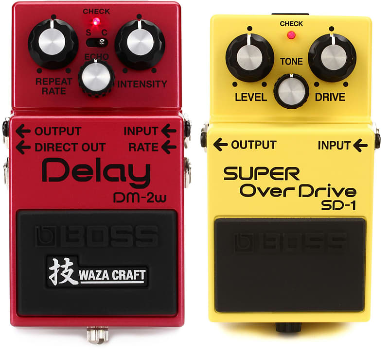 Boss DM-2W Waza Craft Delay Pedal Bundle with Boss SD-1 Super Overdrive  Pedal