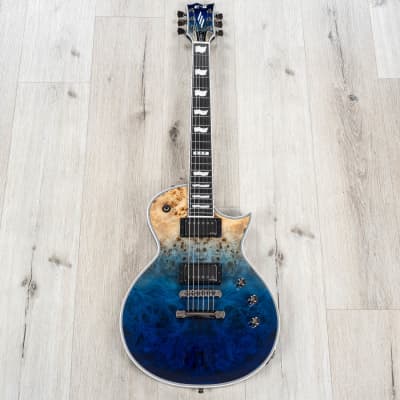 ESP E-II Eclipse Guitar, EMG 57TW / 66TW Pickups, Buckeye Burl Blue Natural Fade image 15