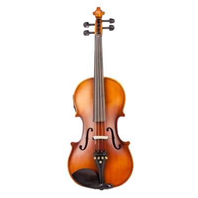 Glarry 4/4 Solid Wood EQ Violin Case Bow Violin Strings Shoulder Rest Electronic Tuner Connecting Wire Cloth 2020s - Matte image 10