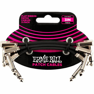 Ernie Ball 6220 Cables instrument patch pack de 3 - coudé fin & plat - 7,5 cm image 1