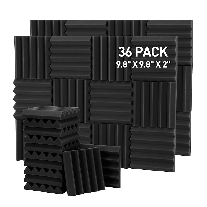 12 pack Acoustic Panels Self-Adhesive, 1 X 12 X 12 Quick-Recovery Sound  Proof Foam Panels, Acoustic Foam Wedges High Density, Soundproof Wall
