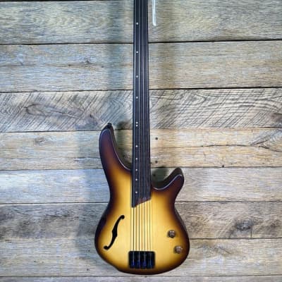 Ibanez SRH500F-NNF Bass Workshop Fretless Semi-Hollow Bass Natural Browned  Burst Flat