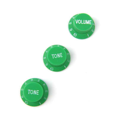 Strat style Guitar Control knobs Set ( 2 Tones, 1 Volume ), Green