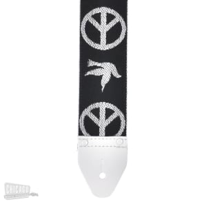 Souldier Guitar Strap - Black Neil Young Peace Dove (White Ends) image 2