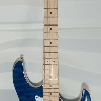 Cort G250DX Trans Blue Double Cutaway American Basswood Body Maple Neck 6-String Electric Guitar image 3
