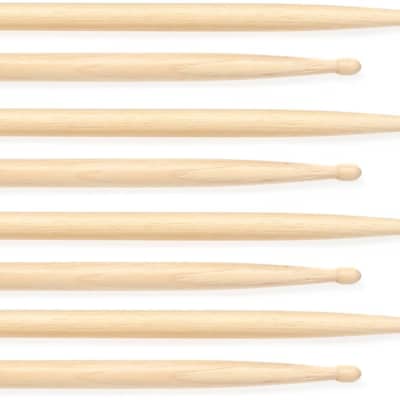 Vater Hickory Drumsticks 4-pack - Los Angeles 5A - Wood Tip  Bundle with Remo Pinstripe Clear Drumhead - 16 inch image 1