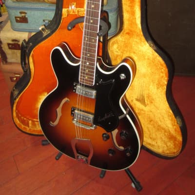 1965 Hagstrom Viking Hollowbody Electric Sunburst w. Original Hard Case image 2