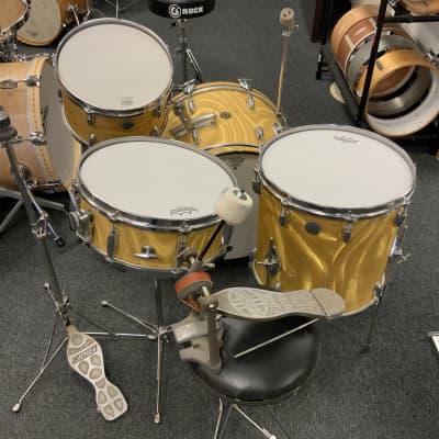 Gretsch 12/14/20/5.5 Progressive Jazz 60s drum set gold satin flame. MINT! image 8