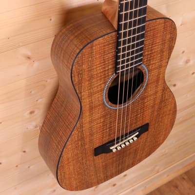 Martin LXK2 Little Martin Short-Scale Travel Acoustic Guitar w/ Gig Bag - Figured Koa HPL image 3