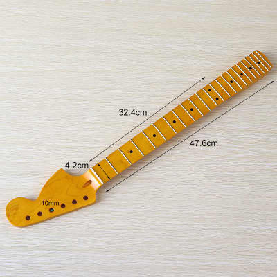 (Shipping From China, DHL 5-7 Days Delivery）ST Electric Guitar Neck 6 String 22 Pin Large Head Neck, Canadian Maple Shiny Yellow Handle image 3