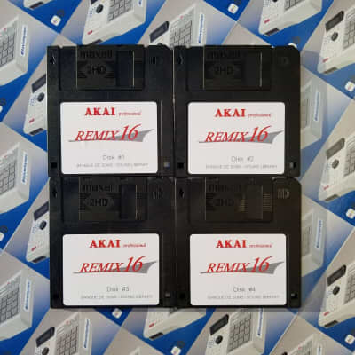 Akai Remix 16 Sound Library Complete 4 DISKS Drum Kit Sample Pack Floppy Disk