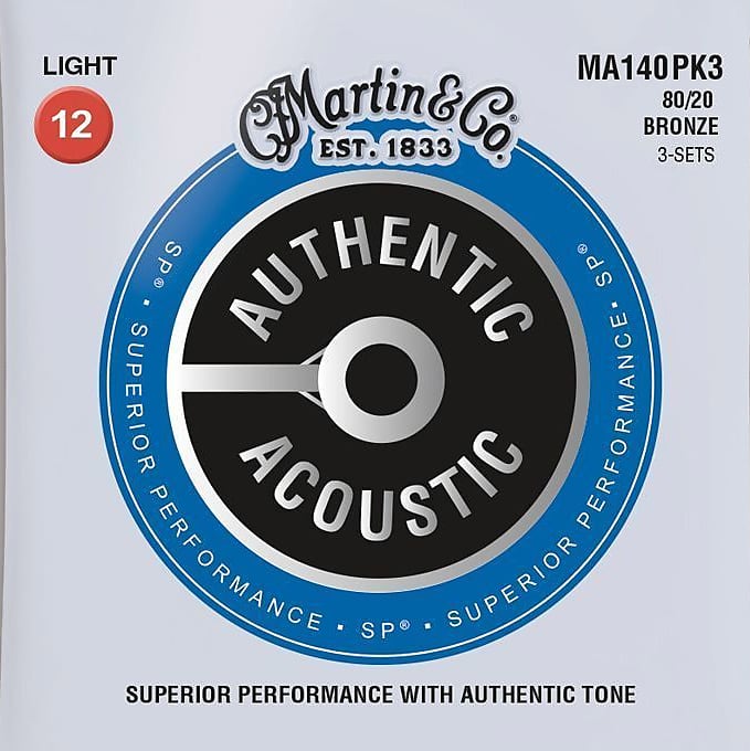3 Pack Martin MA140 80/20 Bronze Light Acoustic Strings (12-54) image 1