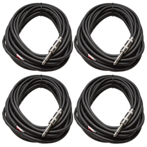 Seismic Audio QRW25FourPACK 16-Gauge Raw Wire to 1/4" TRS Speaker Cable - 25' (4-Pack)