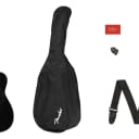 Fender CC-60S Solid Top Concert Acoustic Guitar Pack w/Bag in a Black Finish V2