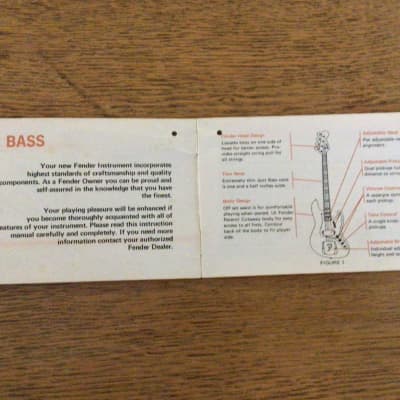 Fender  Jazz Bass owners manual hang tag 1972 with attached warranty card case candy vintage image 2