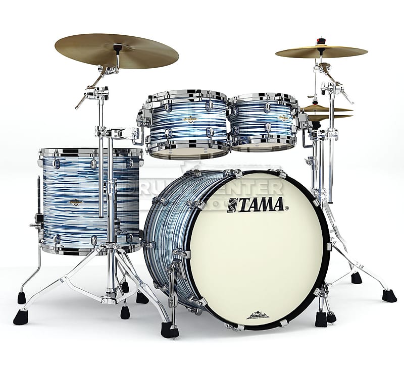 Tama Starclassic Maple 4pc Drum Set Blue & White Oyster w/Black Nickel Hw image 1