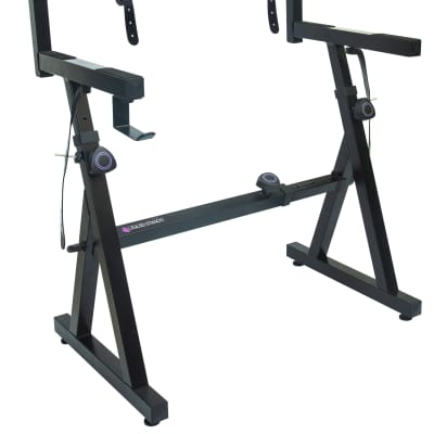 Liquid Stands Dual Piano Keyboard Stand with 2nd Tier - Adjustable Z-Style 2-Tier Heavy-Duty Stand for Synths and Electric Keyboards - Fits 54-88 Key Pianos image 1