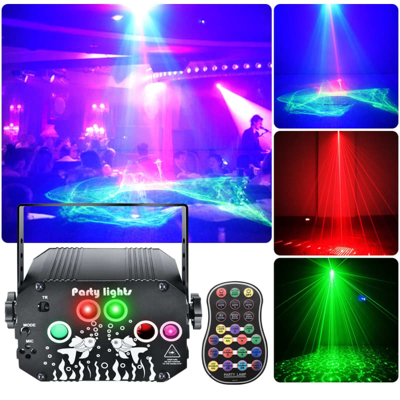Party Lights Dj Disco Lights Sound Activated, Bietrun Outdoor/Indoor LED  Laser 2 in1 Strobe Lights for Parties, Birthday, Holiday, Halloween, Room  Decor, Wedding, Karaoke(with Remote Control UL Plug) 