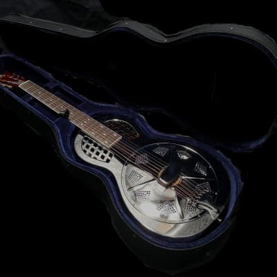Minolian Parlour Resonator Guitar - Nickel/chrome Brass Body image 7