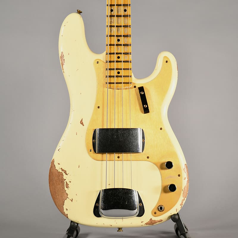 Fender Custom Shop 58 Precision Bass Heavy Relic Maple Neck 2022 - Vintage White image 1