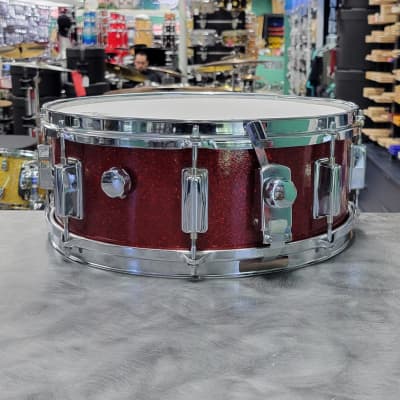 Used Maxwin 5.5x14" Snare Drum Red Sparkle image 2