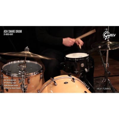 Gretsch Full Range Ash Snare Drum 10x6 Satin Ebony w/Mount image 2