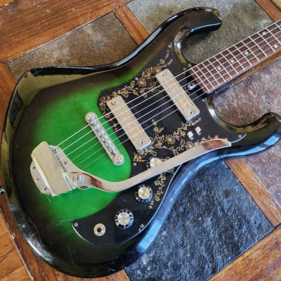 Teisco Kimberly vintage MIJ Bison gold foil Bigsby '60s - green burst image 1