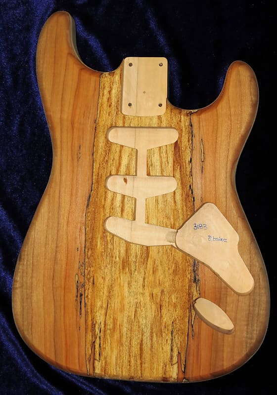 Spalted Maple Top / Basswood Strat body Standard Hardtail 3lbs 6oz  #3183 image 1