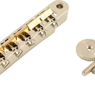 Kluson USA Replacement Wired ABR-1 Tune-O-Matic Bridge With Unplated Brass Saddles Nickel for sale