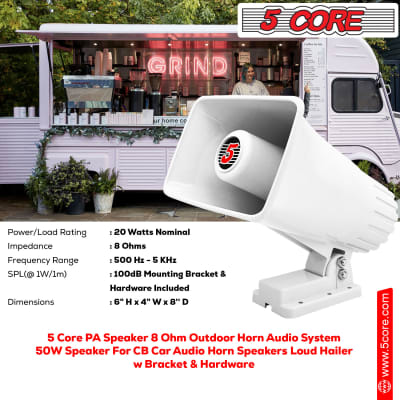 5 Core PA Speaker 8 Ohm Outdoor Horn Audio 4 Pieces Portable System 50W Speaker For CB Car Audio Horn loudspeaker w Bracket & Hardware  HW 405 WH 4PCS image 8