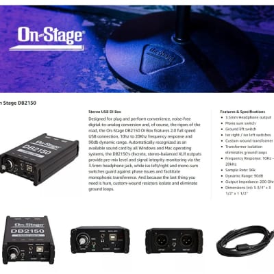 On-Stage Stands DB2150 Passive USB DI Box image 2