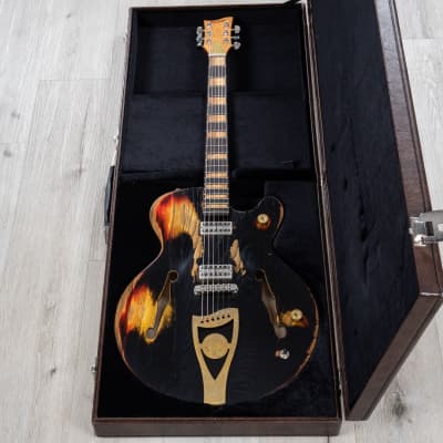 Paoletti 500 Lounge 2PSY Semi-Hollow Guitar, Ebony Fretboard, 400 Heavy Black image 10