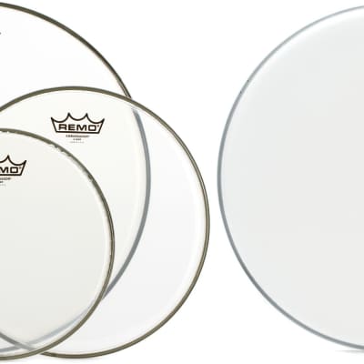 Remo Ambassador Clear 3-piece Tom Pack - 10/12/16 inch  Bundle with Remo Emperor Coated Drumhead - 16 inch image 1