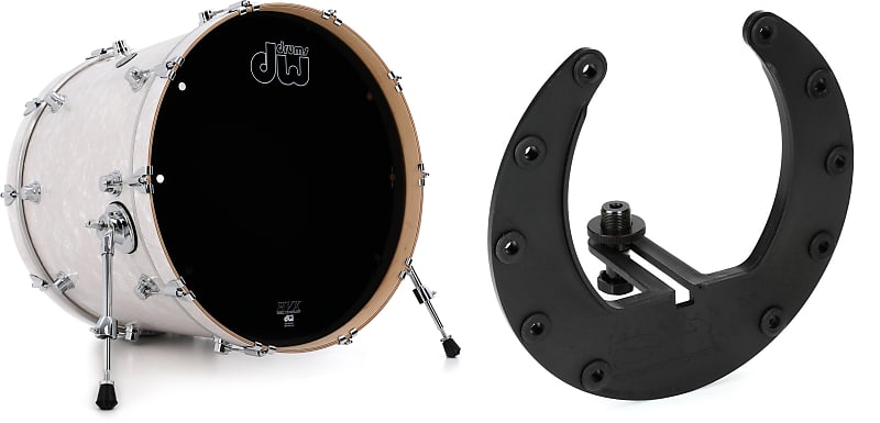 DW Performance Series Bass Drum - 18 x 22 inch - White Marine FinishPly  Bundle with Kelly Concepts The Kelly SHU Bass Drum Microphone Shockmount Kit - Composite - Black Finish image 1