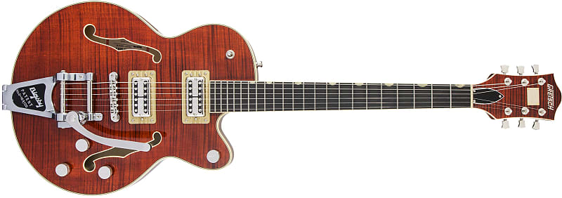 GRETSCH - G6659TFM Players Edition Broadkaster Jr. Center Block Single-Cut with String-Thru Bigsby and Flame Maple  Ebony Fingerboard  Bourbon Stain - 2401700878 image 1