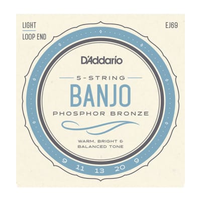 D'Addario EJ69 5-String Phosphor Bronze Banjo strings; Loop End 9-20 image 1