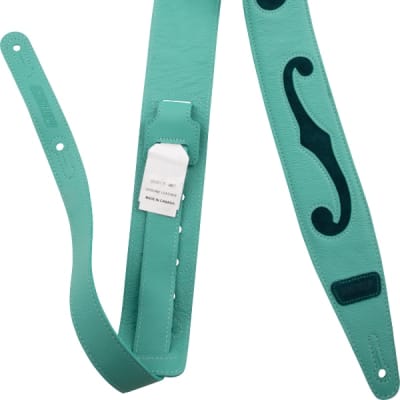 Gretsch F-Holes Leather Guitar Strap, Surf Green and Dark Green, 3