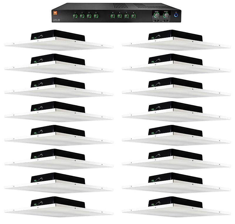 JBL Amplifier+16 Rockville Office/Restaurant/Bar/Cafe Drop Ceiling Tile Speakers  			