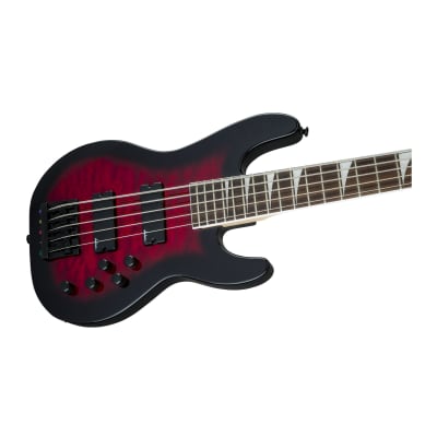 Jackson JS Series Concert Bass JS3VQ 5-String Electric Guitar with Amaranth Fingerboard (Transparent Red Burst) image 5