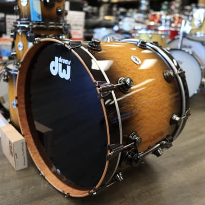 DW Collector's Series Exotic Cherry/ Mahogany 5-PC Shell Pack 10/12/16/22/14Sn (Inca Gold to Candy Black Burst over Quilted Moabi w/ Black Nickel Hardware) image 5