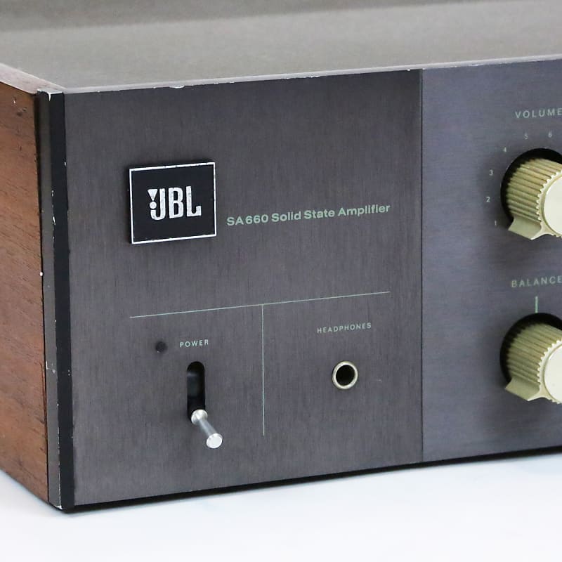 1969 JBL SA660 Lansing Stereo Solid State SA600 Power Amplifier Black  Hammertone & Walnut Cabinet Vintage HiFi Sound System Amp for Home Stereo