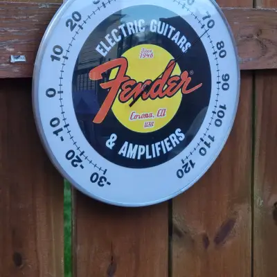 Vintage Style Round Fender Guitars Indoor/Outdoor Thermometer