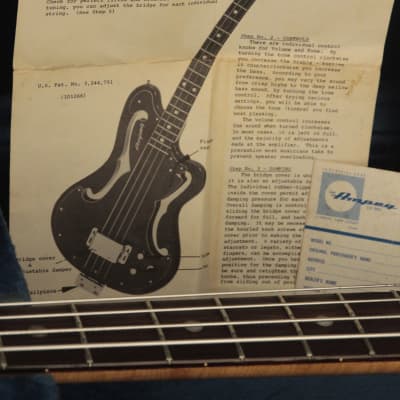 1966 AMPEG AEB-1 electric Horizontal "Scroll" Bass w/original paperwork!!! image 17