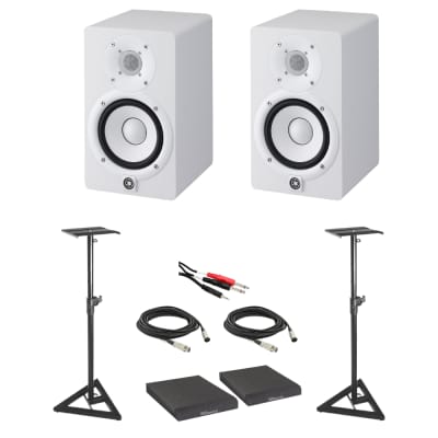 Yamaha HS5 W Pair with On-Stage Stands SMS6000-P Adjustable