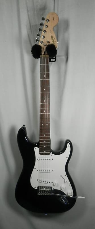 Squier by Fender Affinity Strat Black electric guitar used image 1
