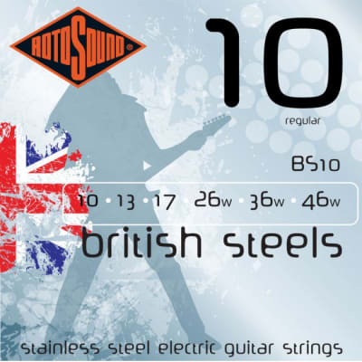 ROTOSOUND BS10 British Steel Regular 010-046 Pure Steel. Saiten für E-Gitarre for sale